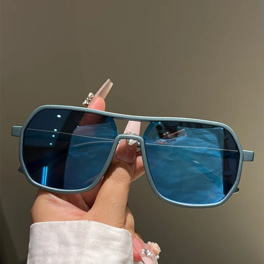 Lunettes de soleil à jante irrégulière homme 2025 — vintage, double pont, miroir, mode, femmes