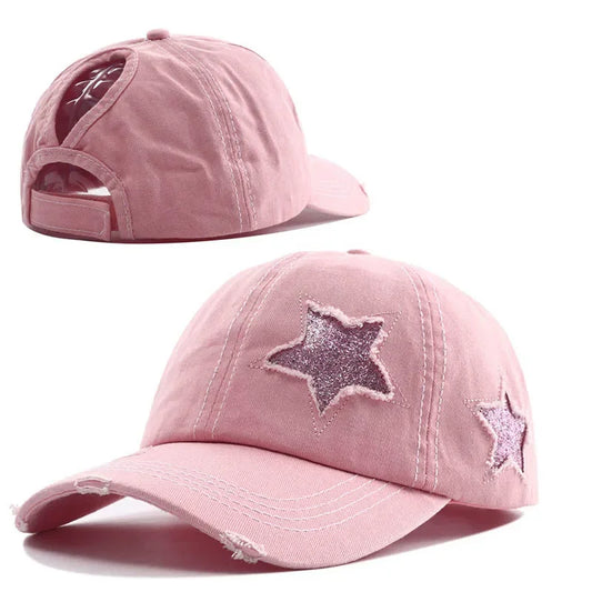 Casquette de Baseball avec Queue de Cheval pour Femme, Chapeau Hip Hop Ajustable, Nouvelle Collection 2024