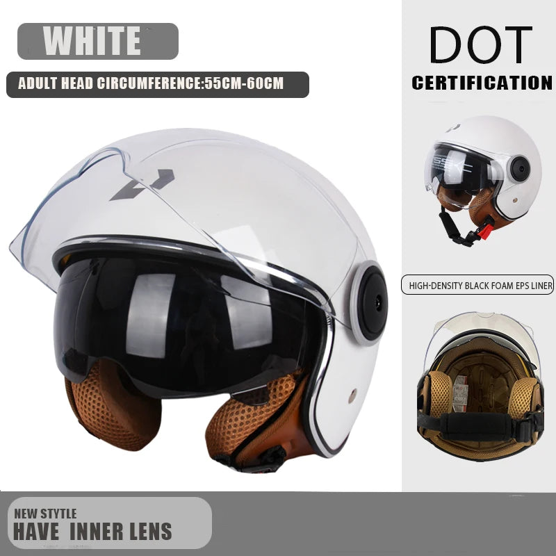 Casque Moto Ouvert Vintage Rétro DOT 3/4 — Cruiser Homme Femme