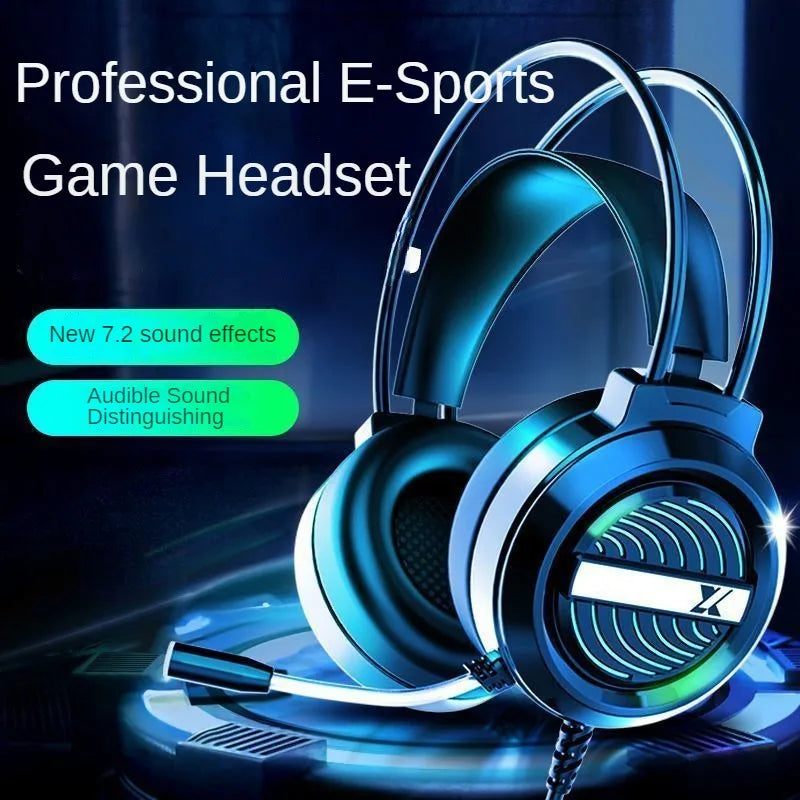 Casque de jeu stéréo avec microphone — lumière LED, antibruit, consoles, PC (v2)