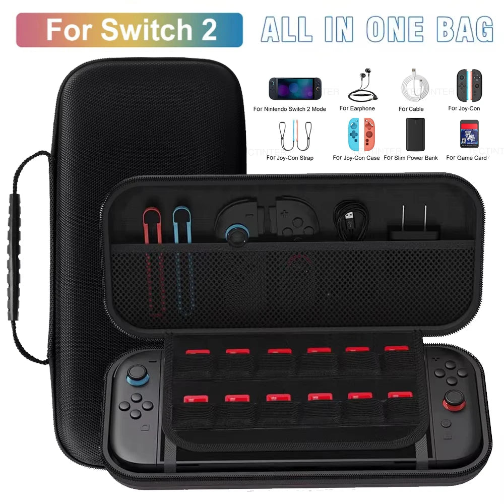 Estuche de viaje para NS Switch 2/original/OLED, accesorios de juego, bolsas portátiles de almacenamiento a prueba de golpes para NS2 con ranuras para tarjetas de juego
