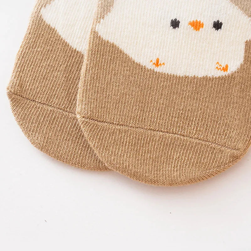 6 paires de chaussettes antidérapantes pour enfants, chaussettes de sol confortables à motif de renard et d'ours de dessin animé mignon pour garçons et filles