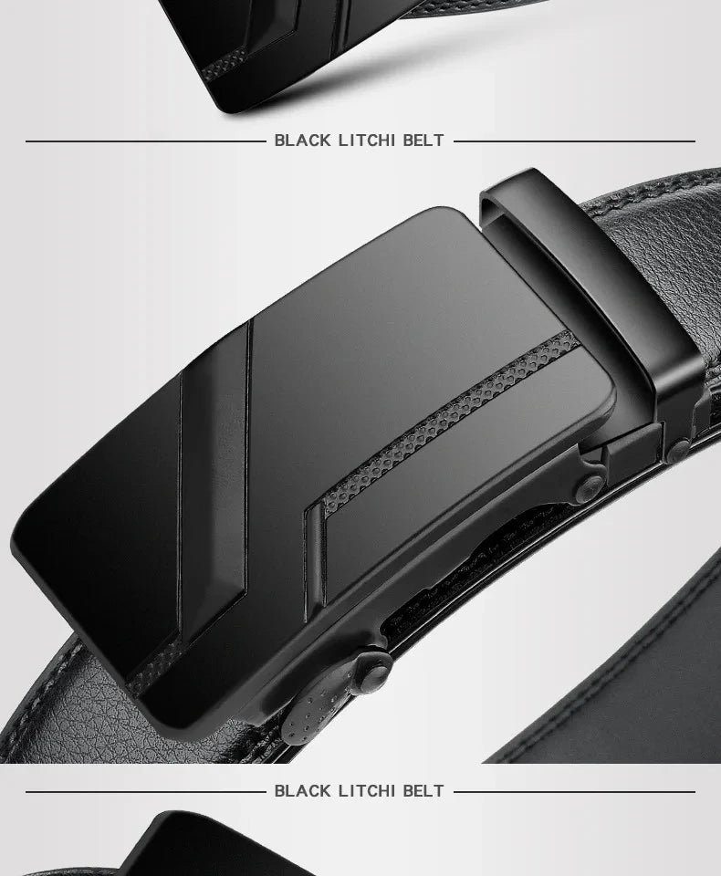 Cinturón mojado automático para hombre, cinturón de lujo negro, alta calidad, 110cm, 120cm, 130cm