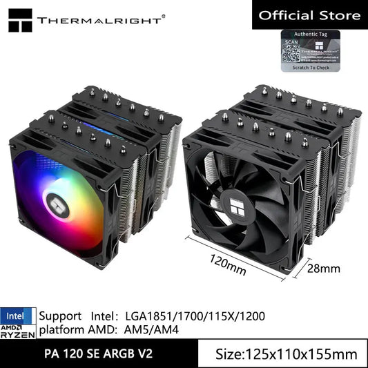 Thermalright Peerless Assassin 120 SE V2 radiateur de refroidissement par air pour boîtier d'ordinateur, prise en charge LGA1851/1700/AM5/AM4 avec ventilateur 120x120x28mm