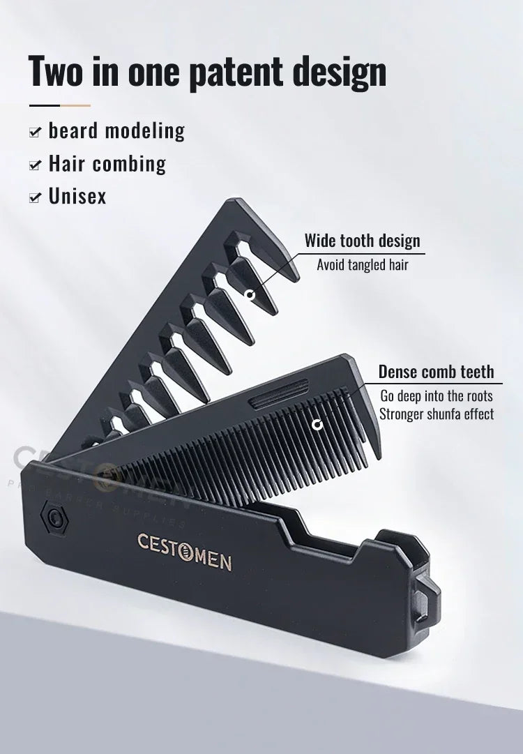 Nouveau 1/2/3 en 1 peignes pliants de poche en plastique à dents larges tête d'huile peigne barbe peignage barbier tondeuse peigne Salon outils de coiffure