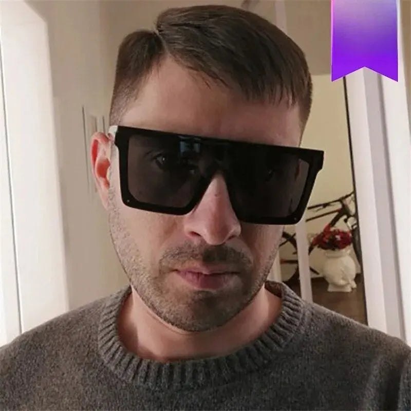 Nouvelles lunettes de soleil une pièce à grande monture, lunettes de soleil à monture carrée à la mode européenne et américaine pour femmes, lunettes colorées