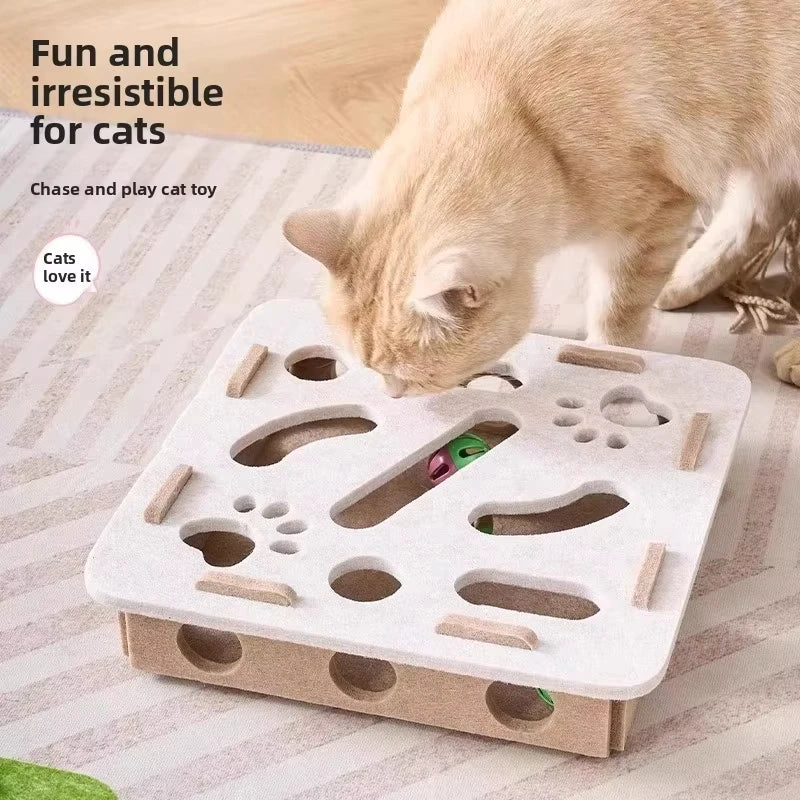 Jouet de Puzzle en feutre pour chat, boîte de Puzzle, jouet d'exercice avec balle, sport d'intérieur, divertissement, chasse, jouets pour chats d'intérieur