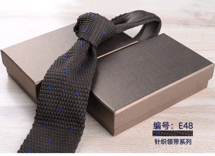 Corbatas de punto retro con rayas para hombres, estilo británico informal, formal de negocios, azul marino, rojo, marrón, corbatas hechas a mano, corbatín para esmoquin