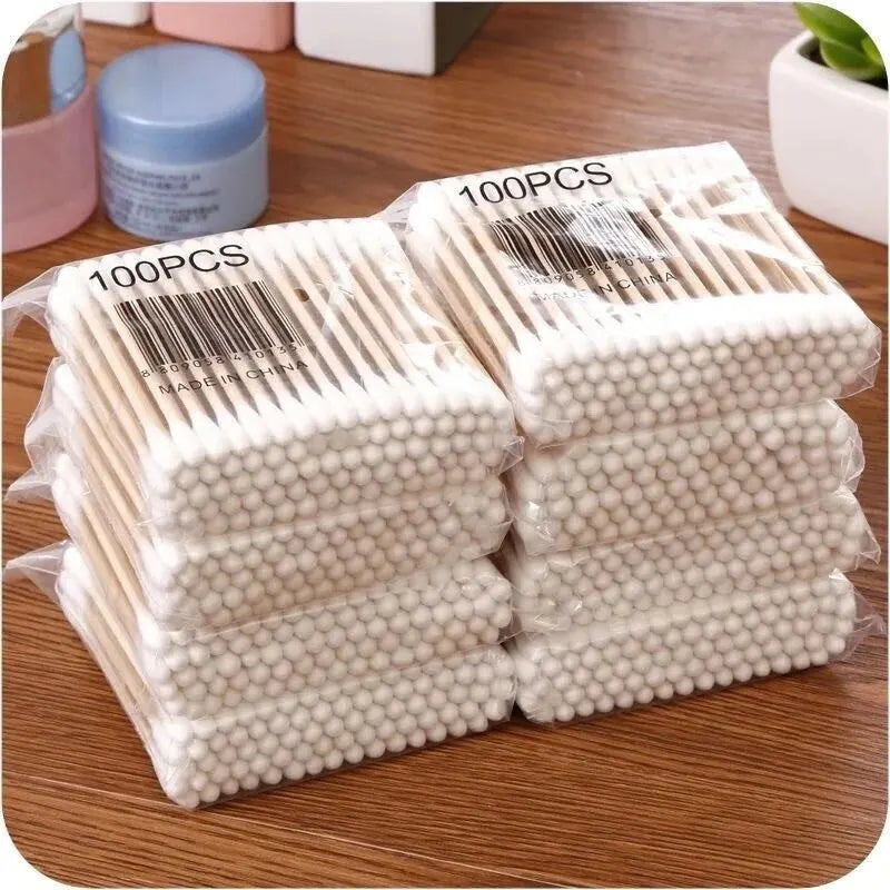 Coton-tige en bois à double tête 500 pièces — outils de maquillage, femmes, nettoyage des oreilles