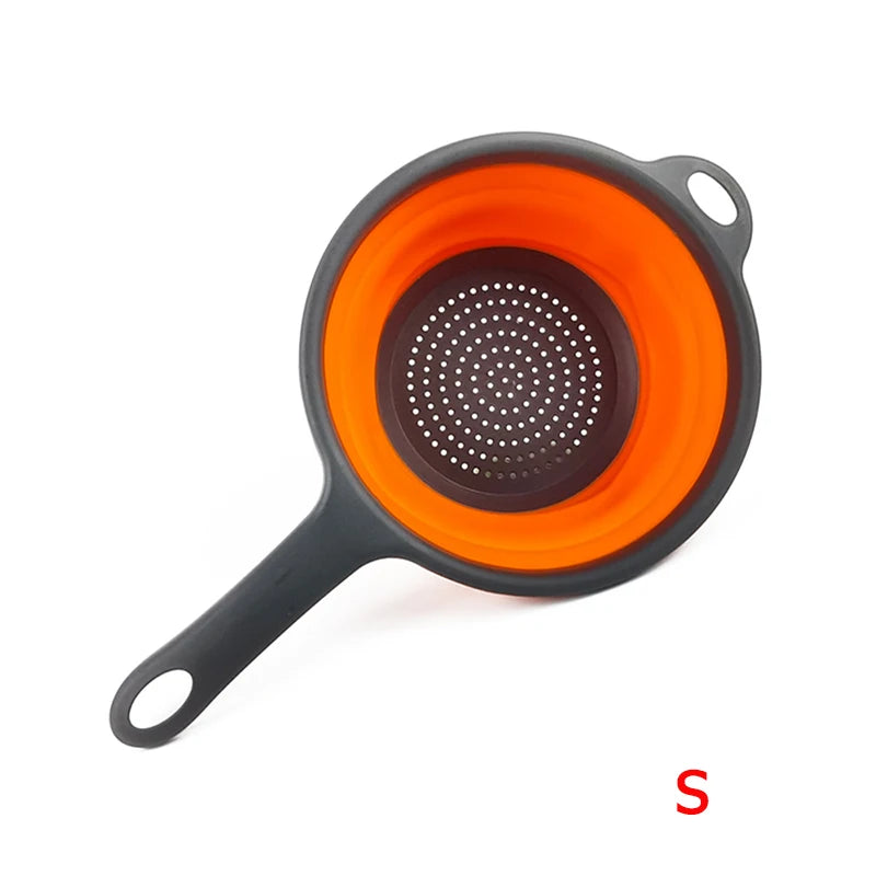 LMETJMA Colador plegable de silicona con mango, escurridor de cocina plegable para pasta, verduras, frutas JT111