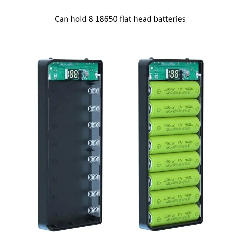 Boîtier de rangement pour batteries 8/10*18650 sans soudure, double USB, étui de batterie externe DIY, support de batterie 8/10*18650, chargeurs rapides PD