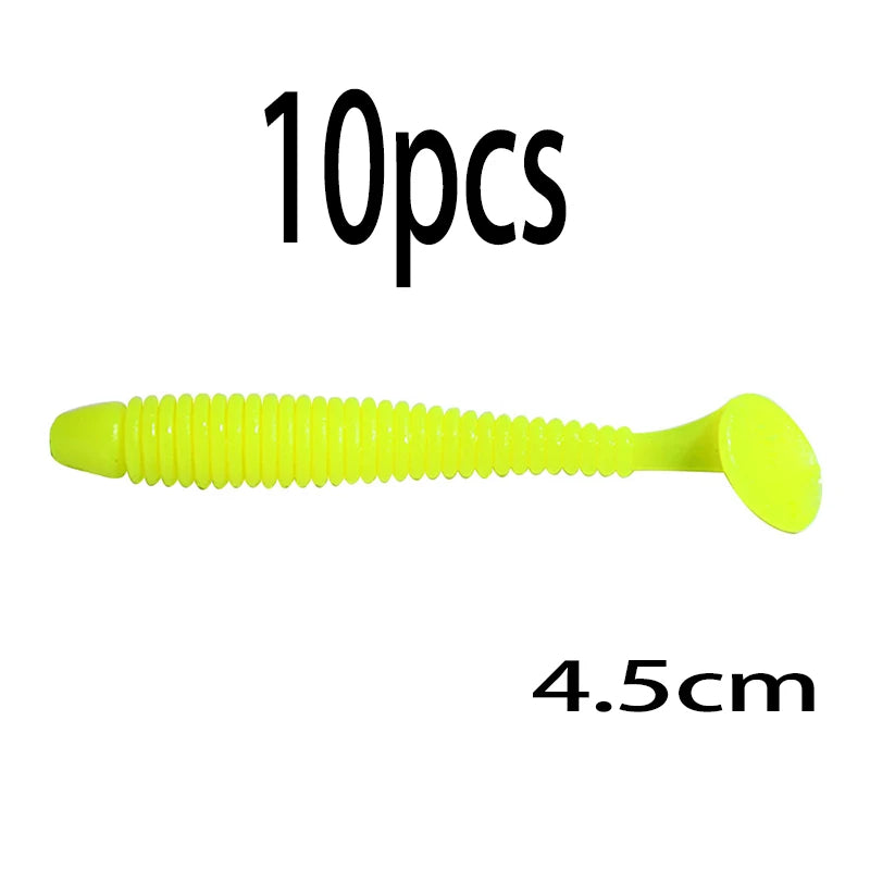 Leurre souple en silicone 4,5 cm avec queue en T — nageur, pêche carpe, black-bass, brochet