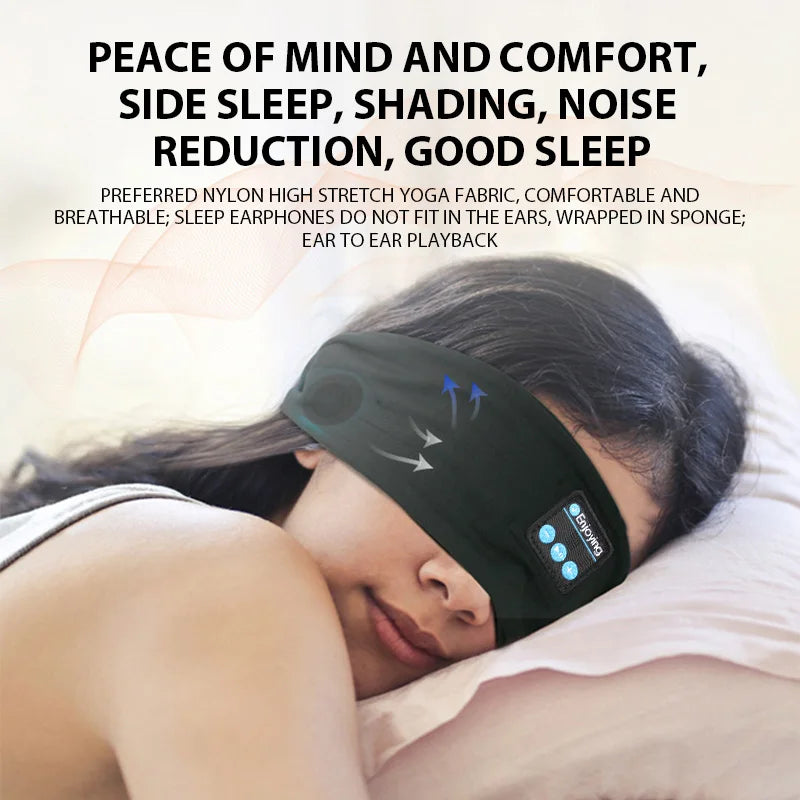 Wireless Bluetooth Headband, Sleeping Headphones, Sports Headphones/Music Cap with HD Stereo Speakers, Eye Mask for Side Sleepers