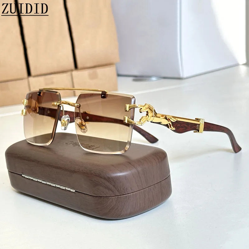 Lunettes de soleil carrées sans bords pour femmes et hommes — vintage, mode, 2024