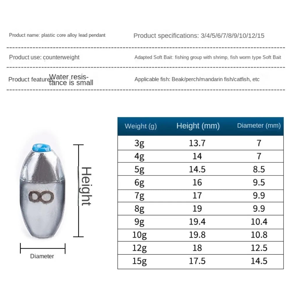 Plombs de Pêche Leurre Creux en Acier — Lot de 20, 3g à 10g