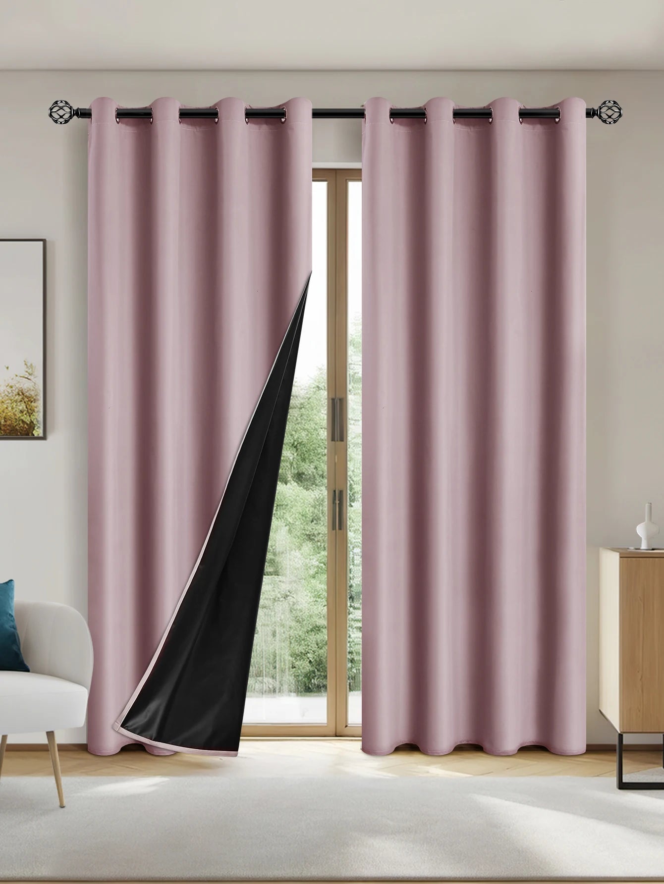 Rideaux occultants 100% solides avec œillets, rideaux de confidentialité totale pour chambre à coucher, beaux rideaux pour salon, 1 pièce