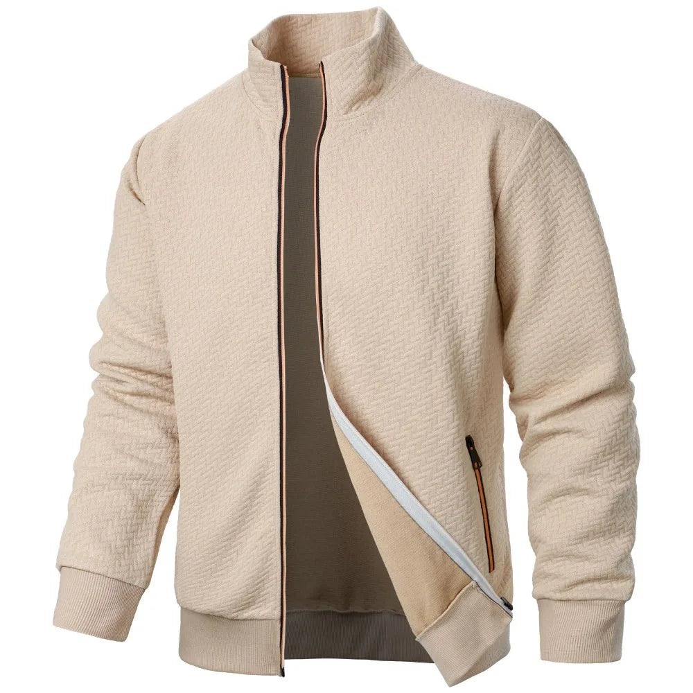 Sudadera con Capucha y Cremallera de Cuello Alto para Hombre, Cárdigan Jacquard Casual, PVD, Documento de suscriptores, Nueva Colección Primavera Otoño