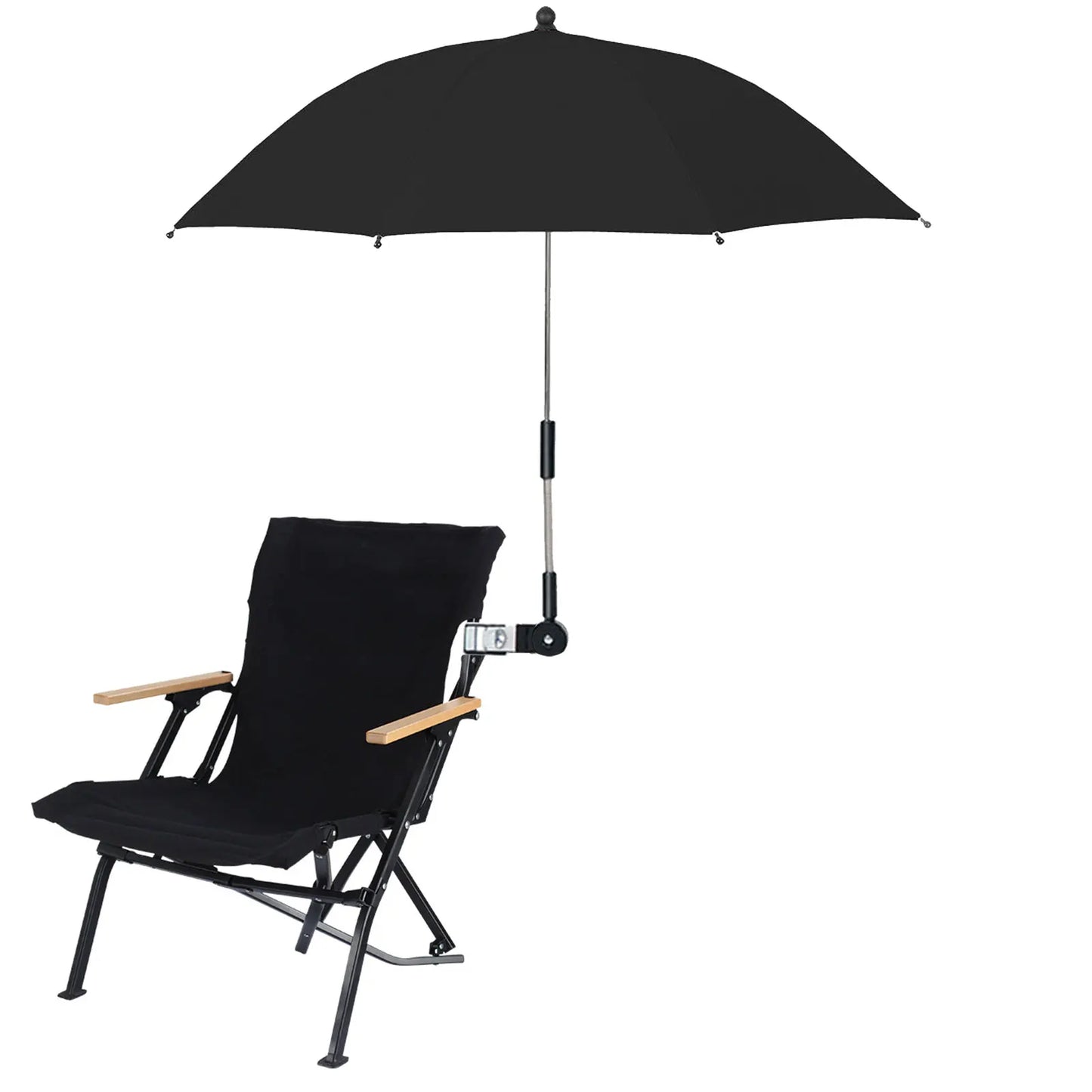 Parasol de chaise de plage protection UV — pare-soleil poussette bébé, 360°, réglable, pince