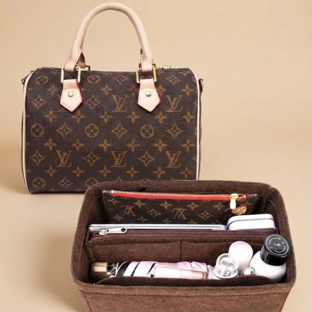 Felt Handbag Organizer, Insert Organizer for Luxury Speedy 25 30 35 Handbag, Makeup Bag, Shaping Liner, Travel Inner Pouch