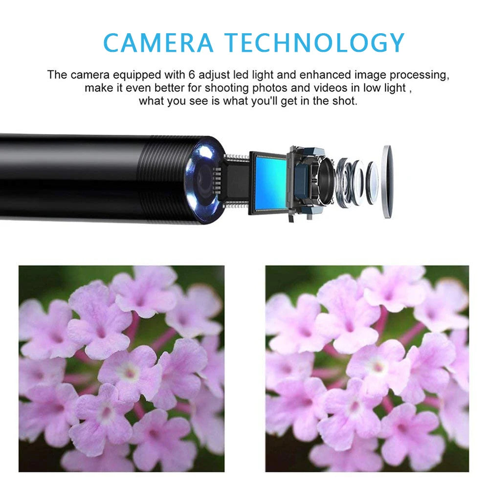 USB Endoscope for OTG Android Phone, 5.5mm Endoscopic Inspection Snake Camera, IP67 Waterproof with 6 LED Lights for Type C