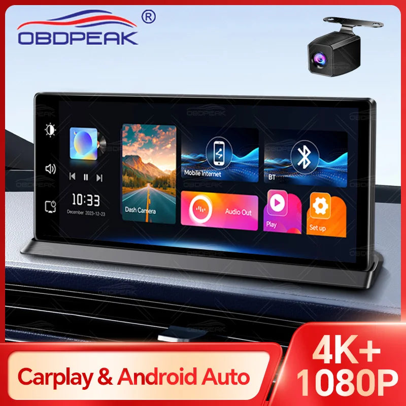 Cámara de salpicadero inalámbrica para coche, K2 Pro, DVR 4K, Carplay, Android Auto, pantalla AI, grabadora de vídeo Len para turistas, navegación GPS, salpicadero Prada, 11.3 pulgadas