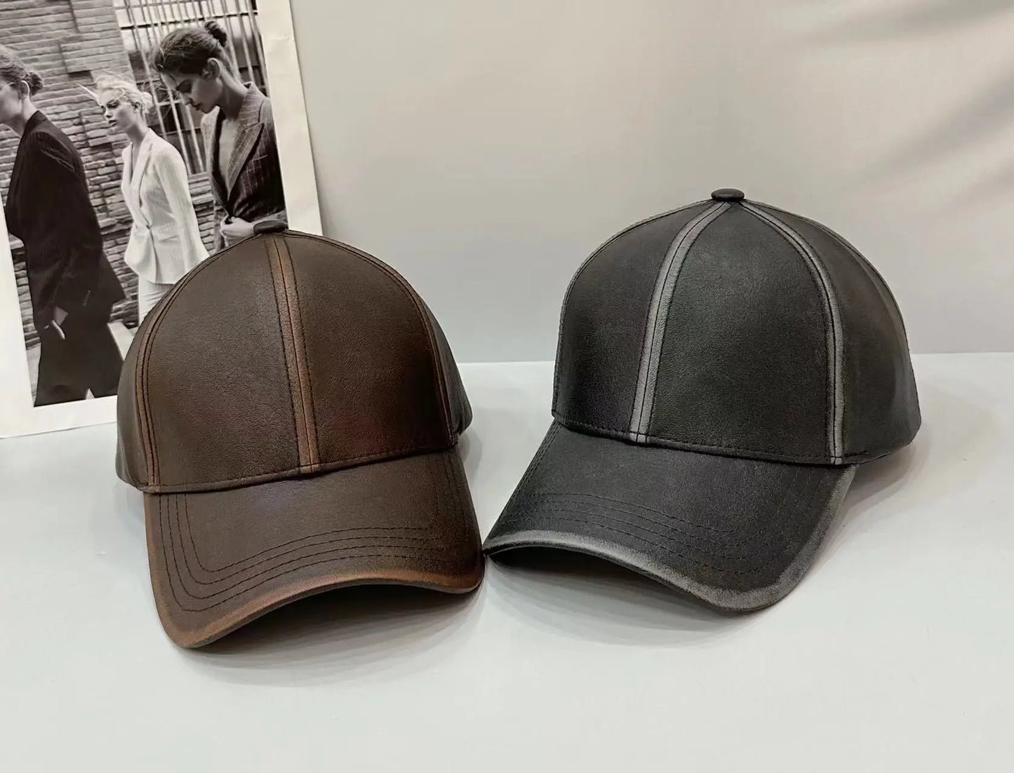 Casquette de baseball en simili cuir unisexe — snapback réglable, street, hip hop, trucker, hiver, 4 saisons