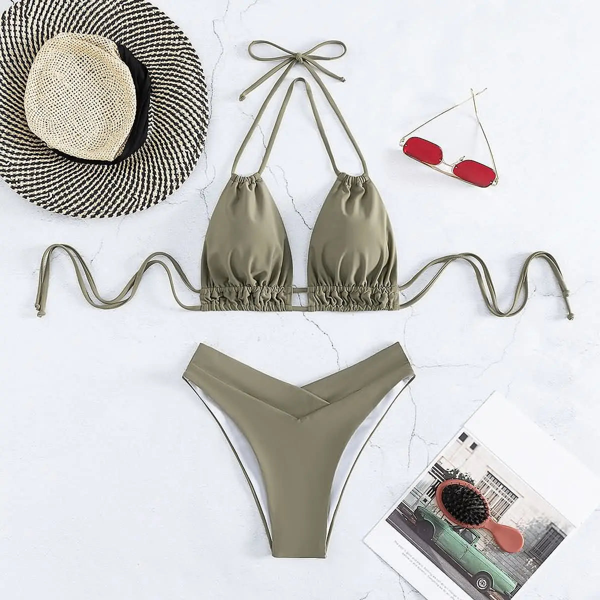 Maillot de bain en nylon solide pour femmes, bikini sexy, design de modélisation à la mode, nouveau style, vêtements de plage, 2025