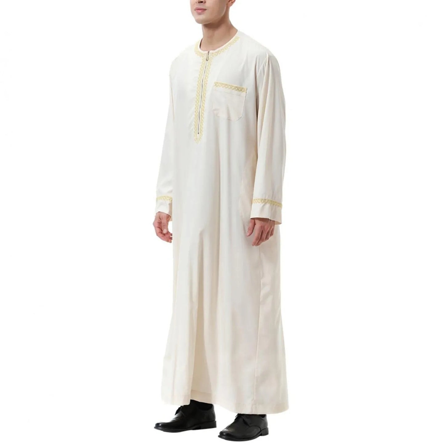 Vêtements musulmans traditionnels pour hommes, chemise musulmane, robe d'aviation, royauté islamique, robe de Dubaï, col rond, manches longues, rétro, adt Abaya
