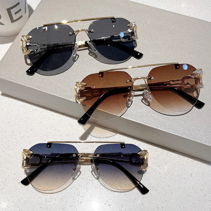 Lunettes de soleil vintage sans monture pour femmes — mode, nuances respirantes, 2023