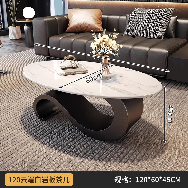 Mid-Century Retro Coffee Table, Oval Luxury, Nordic, Aesthetic, Classic, Living Room Low Table, Home Furniture