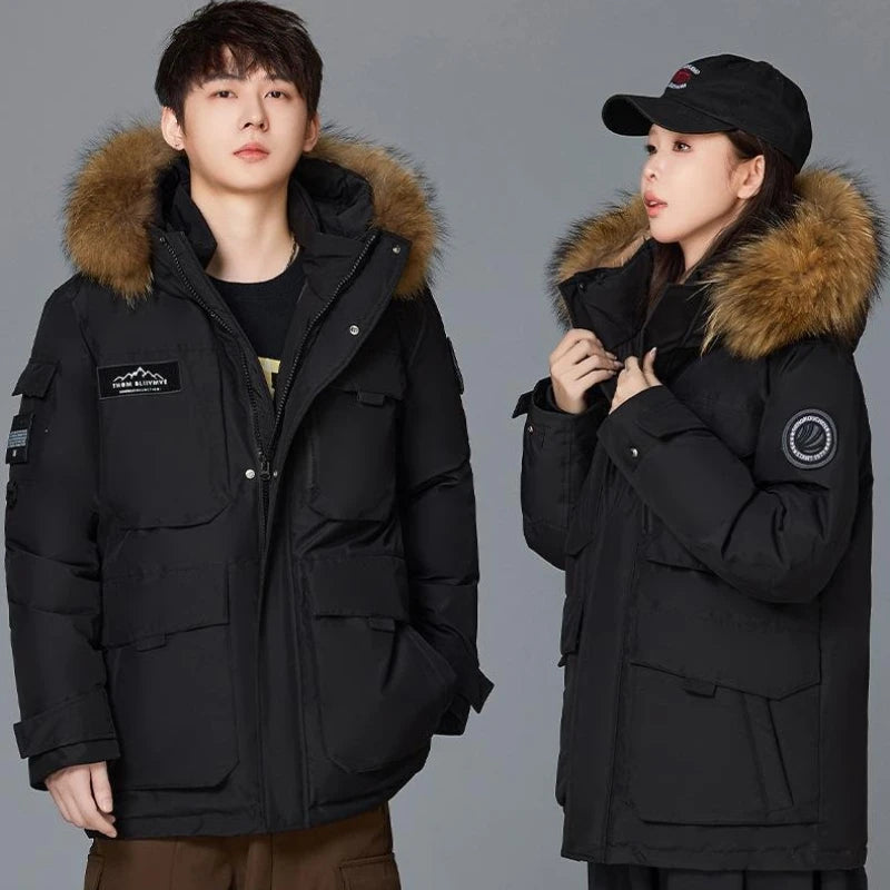 New Winter Men's Hooded Fur Collar High Quality Duck Down Coats Waterproof Jackets Fashion Male Casual Warm Down Parka