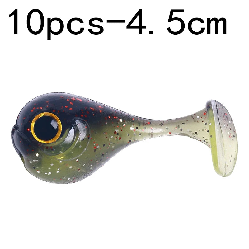 Leurre souple en silicone 4,5 cm avec queue en T — nageur, pêche carpe, black-bass, brochet