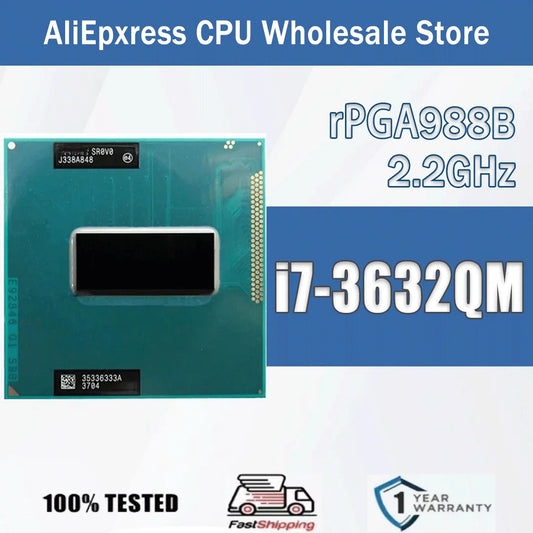 Intel Core I7-3632QM 2.2GHz 4 cœurs 8 fils 6M 35W I7 3632QM ordinateur processeur d'unité centrale serveur Socket G2/RPGA988B SR0V0