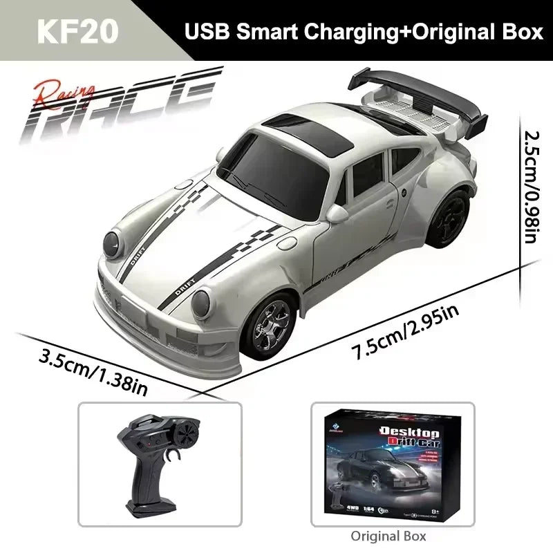 Hot Toy KF20 4WD RC Drift Car 2.4GHz Mini Remote Control Car 1:64 Scale Desktop Model Toys for Kids Boys Children Teens Gifts