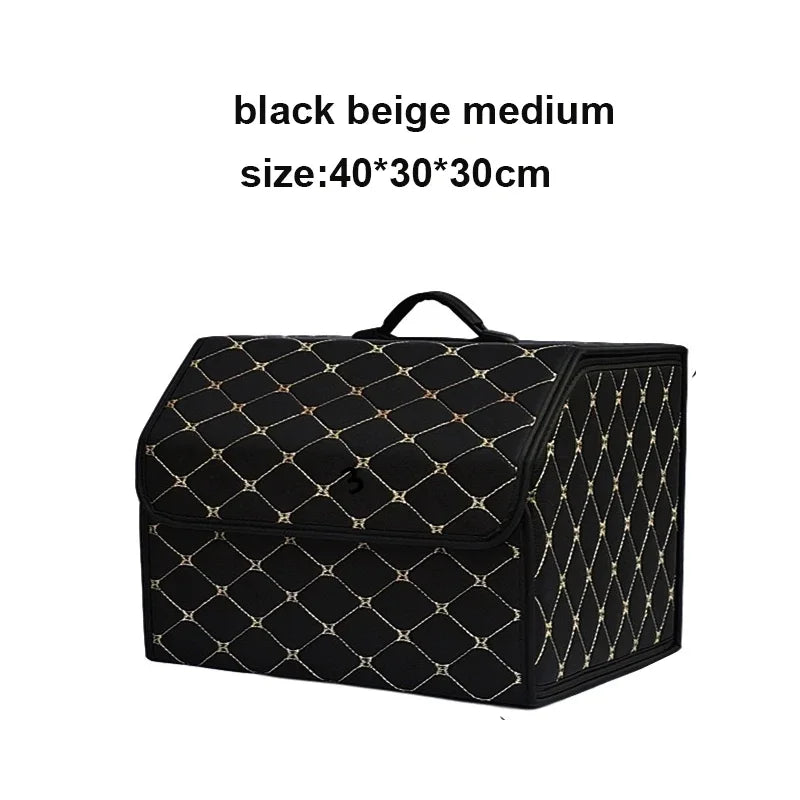 Caja de almacenamiento para maletero de coche, de gran capacidad, herramientas multiusos para automóvil, bolsa de almacenamiento, almacenamiento, cuero, plegable para emergencia