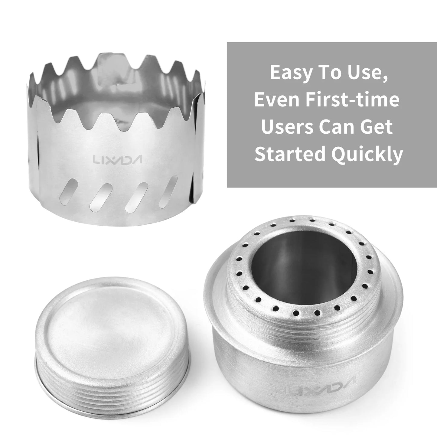 VEXADA-Mini réchaud portable en aluminium de 100ml, avec couvercle, support en croix et pare-brise, pour la survie au camp