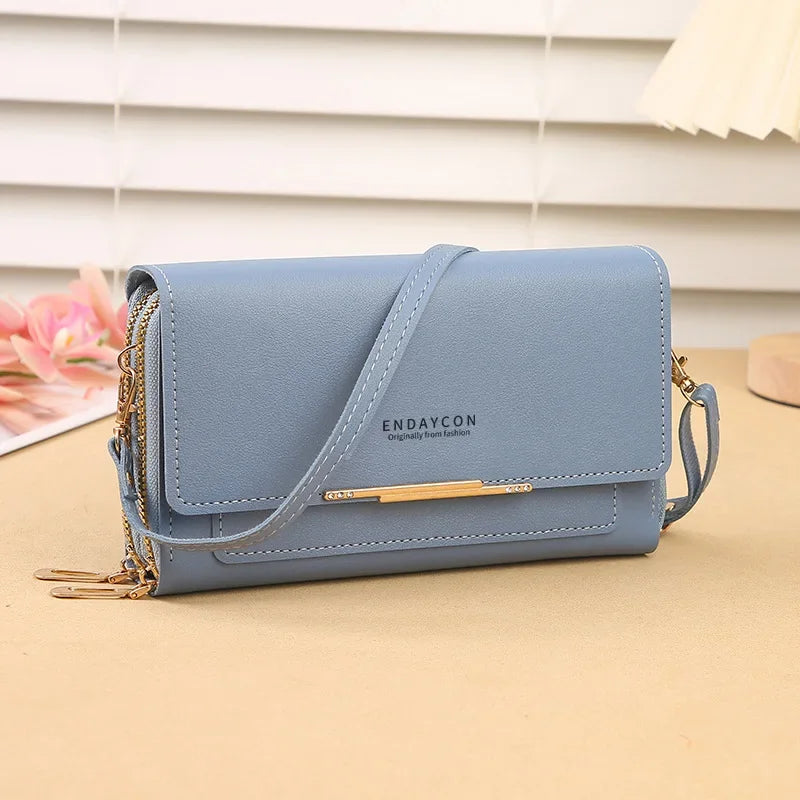 Sac Portefeuille Coréen Femme — Pochette Bandoulière Convertible Multifonction