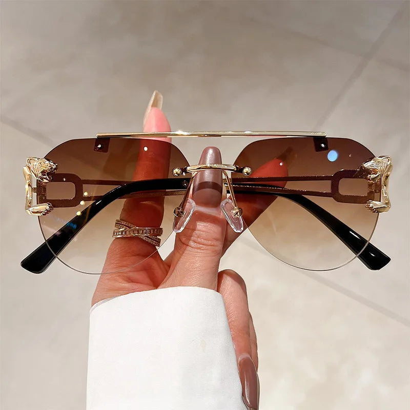 Lunettes de soleil vintage sans monture pour femmes — mode, nuances respirantes, 2023