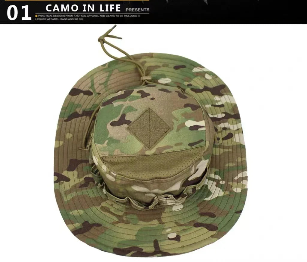 Nouveau 2026 Casquette Bob Camouflage Multicam avec Poche Carrée pour Passionnés de Tactique, Chapeau de Soleil pour Pêche, Randonnée et Activités de Plein Air