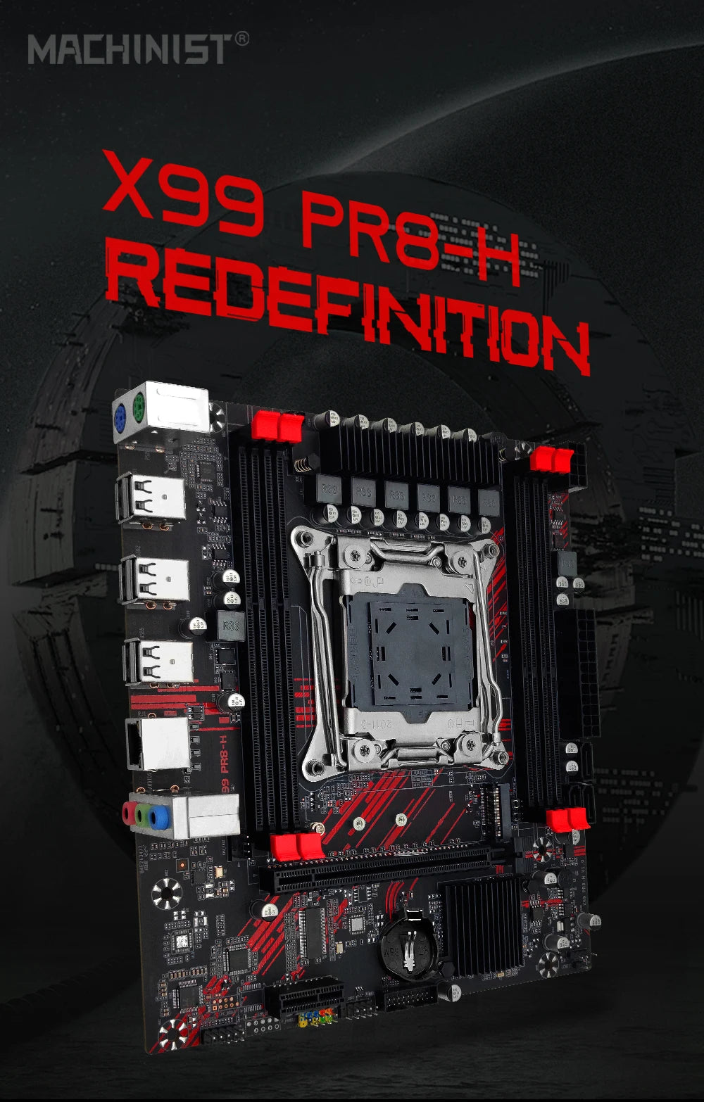 MACHINIST X99 PR8-H Combo carte mère Intel Xeon E5 2686 V4 ou E5 2696 V4 CPU LGA 2011-3, prise en charge de la RAM DDR3 NVME M.2
