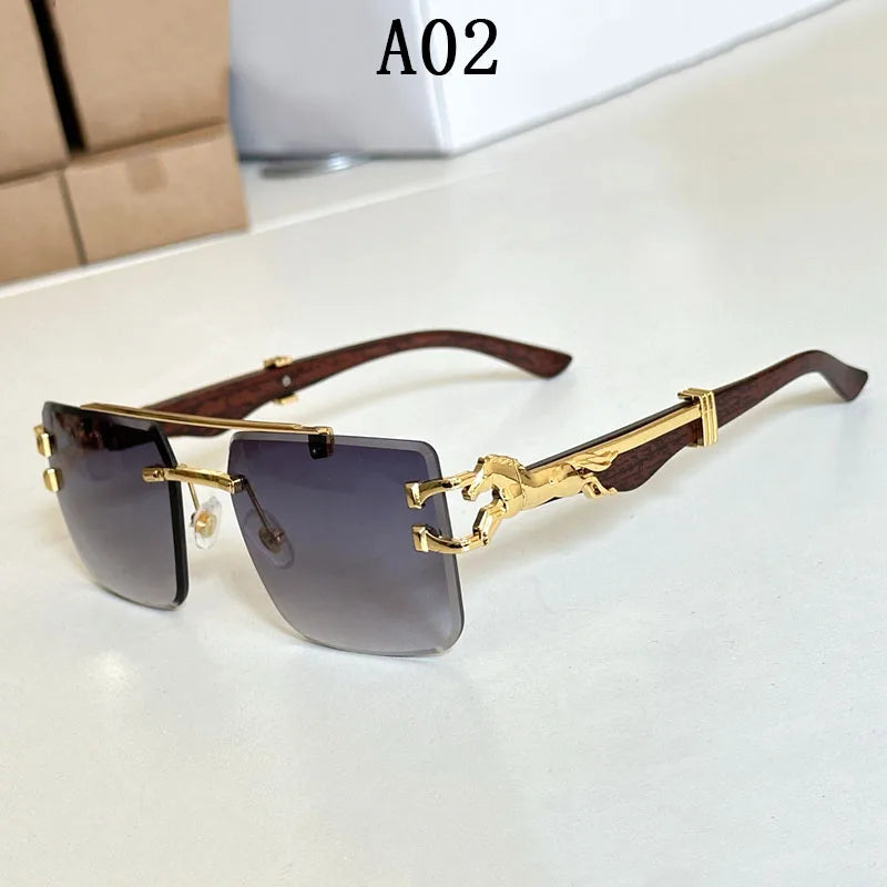 Lunettes de soleil carrées sans bords pour femmes et hommes — vintage, mode, 2024