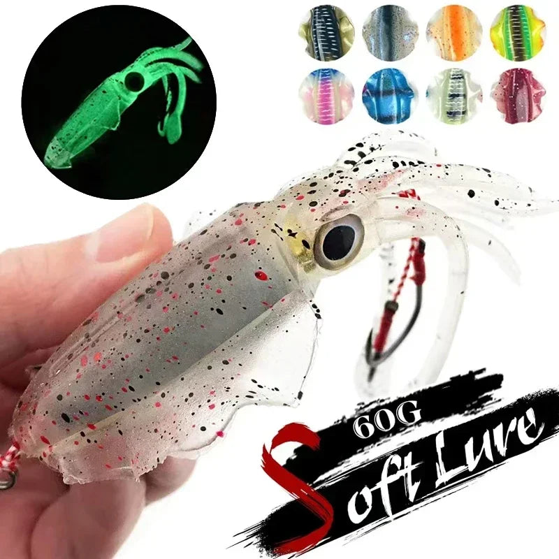 ZUKIBO-Appât souple pour la pêche au calmar, leurre de pêche à la traîne, gabarits de tête de poulpe, gabarit de calmar UV Shoous pour la pêche en bateau de haute mer, appâts Wobblers, 60g