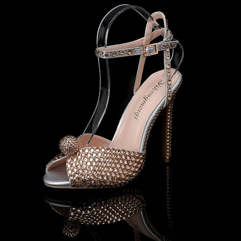 Zapatos de boda de tacón alto para mujer, sandalias Peep Toe, tacón de aguja, perlas, blanco, de diseñador, lujo, alta calidad, moda, 43