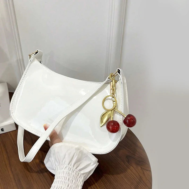 Sac à Main Cuir PU Femme — Pendentif Cerise Bandoulière Décontracté