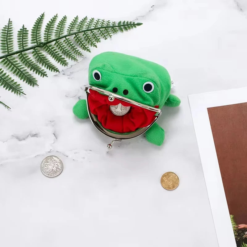 Cute Anime Frog Purse Kiss Lock Funny Plush Frog Shape Role Play Handbag for Women Bag Accessories