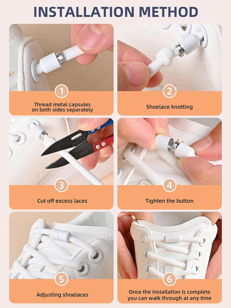 Lacets de chaussures élastiques pour enfants et adultes