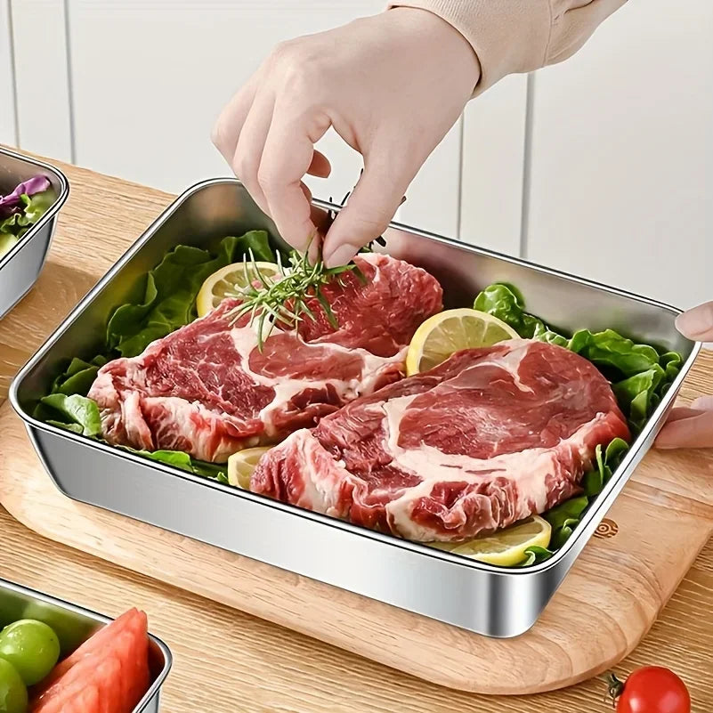 Juego de recipientes de almacenamiento de alimentos de acero inoxidable, 5 unidades, tapas a prueba de fugas, aptos para lavavajillas para sándwiches/frutas/hogar/fiestas