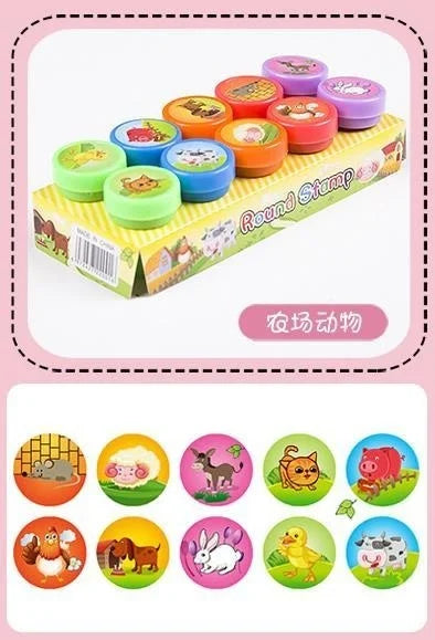 Assortiment de timbres auto-encreurs pour enfants, 10 pièces, tampons de jouets pour enfants, sceau de visage Smiley, Scrapbooking, peinture à la main, décor d'album Photo