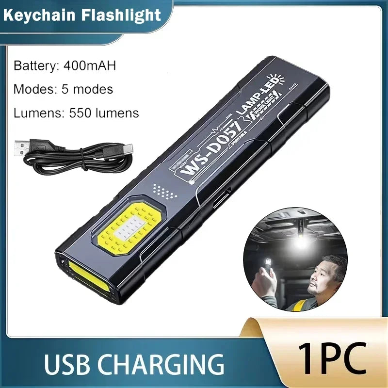 Lampe de Poche LED COB Portable, Rechargeable par USB, Lanterne Magnétique de Travail, avec Batterie spatirée, Torche de Camping