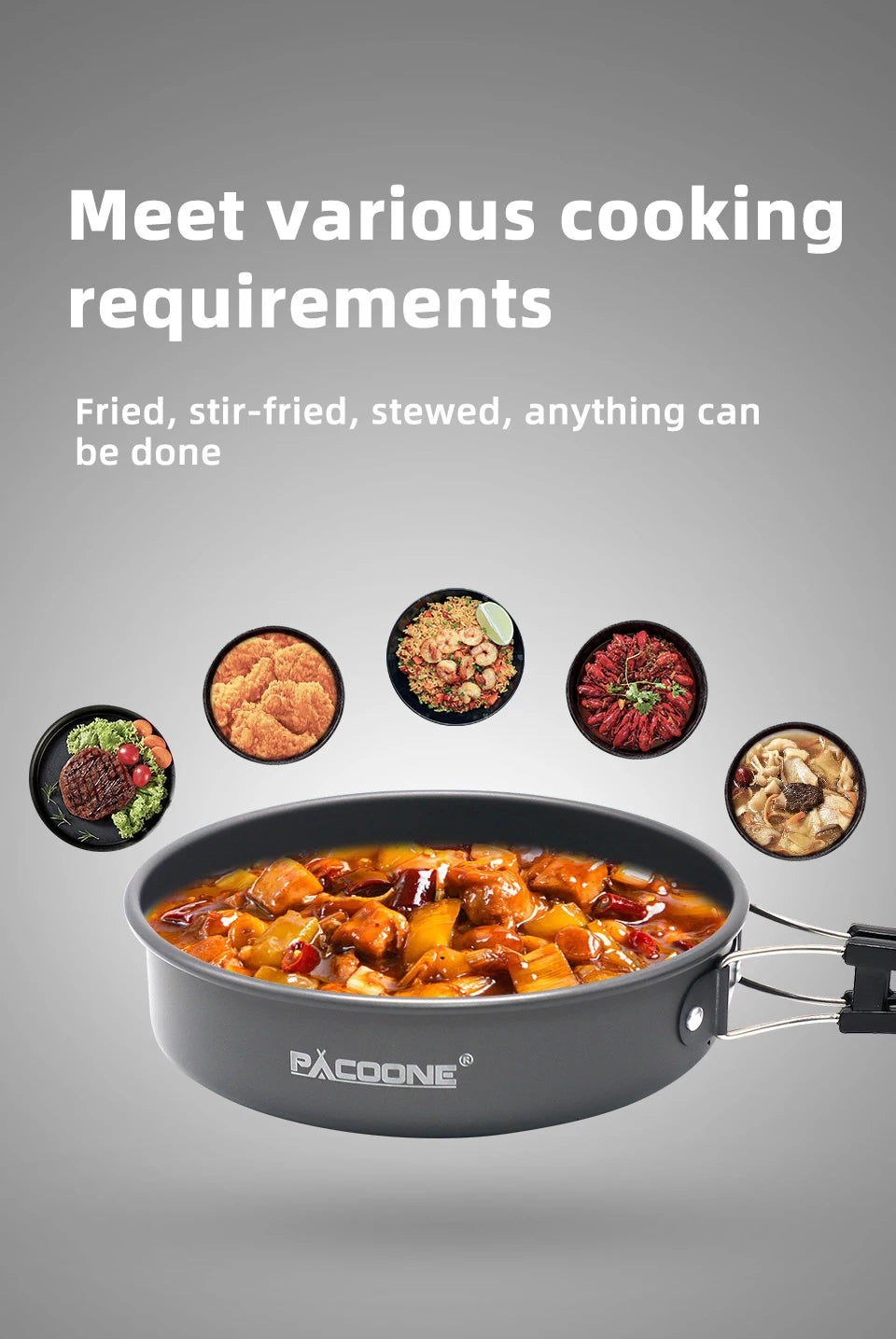 PACOONE – ensemble d'ustensiles de cuisine de Camping, Kit d'ustensiles de cuisine portables, Pot d'extérieur, bouilloire à eau, ensemble de casseroles, vaisselle, équipement de pique-nique de randonnée
